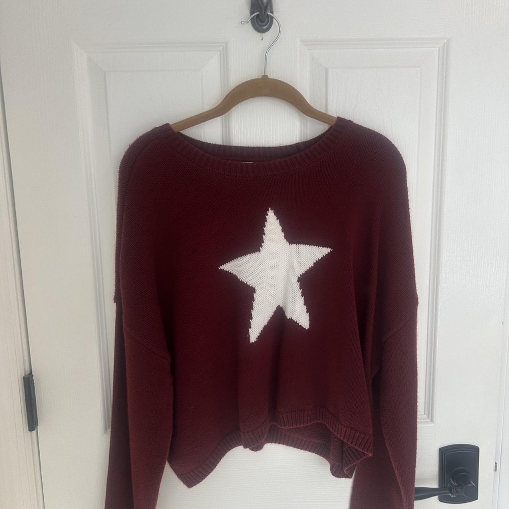 Women's Burgundy Star Sweater